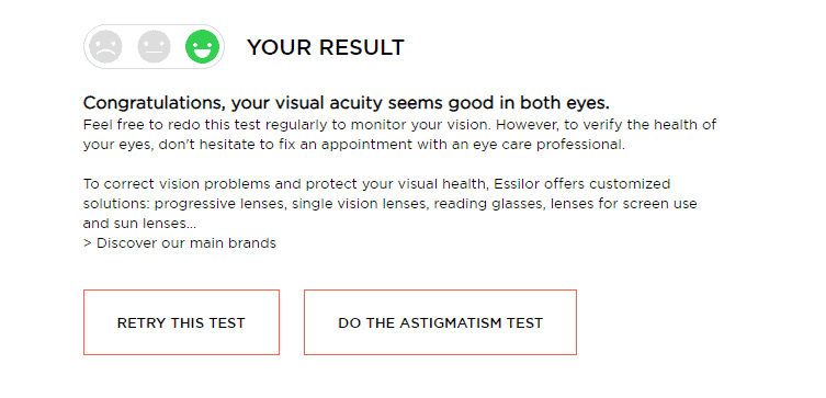 Resultados Test Online Agudeza Visual - MiMundoVisual